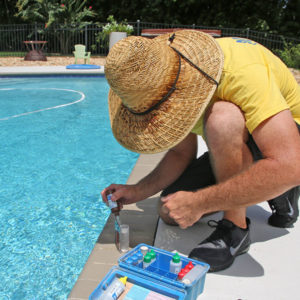 Have a professional add the proper pool chemicals